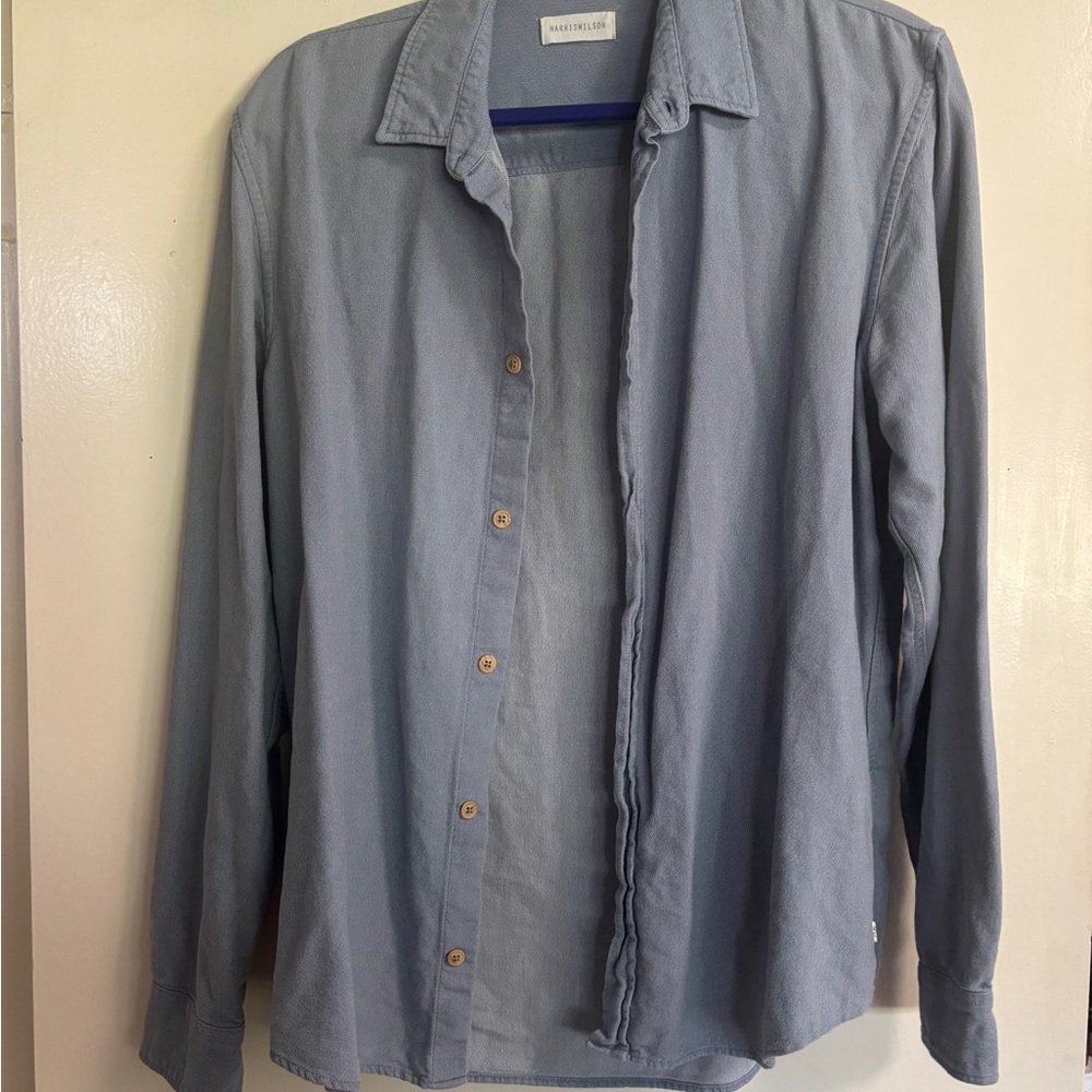Harris Wilson - 100% cotton L Blue Button-Up Shirt